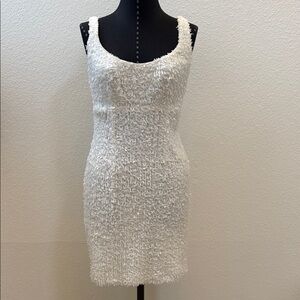 Suzi Chin for Maggy Boutique White Sequin Sleeveless Mini Dress